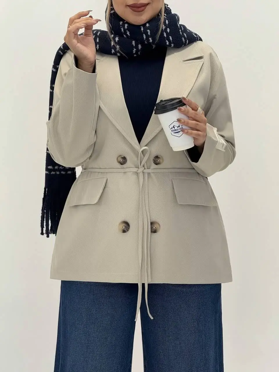 3582-مانتو کت کتان مارک